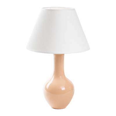 Lampa ceramiczna w kolorze brzoskwiniowym.